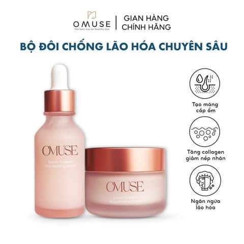 Bộ đôi chống lão hóa chuyên sâu dành cho da khô Cream 50ml & Serum 30ml OMUSE Secret Timeless