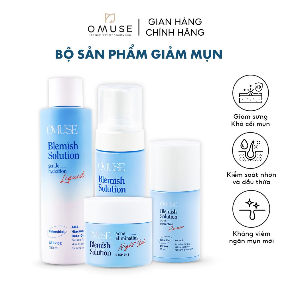 Bộ Sản Phẩm Ngừa Mụn và Kiềm Dầu Toàn Diện OMUSE Blemish Solution Acne Correcting dành cho da dầu