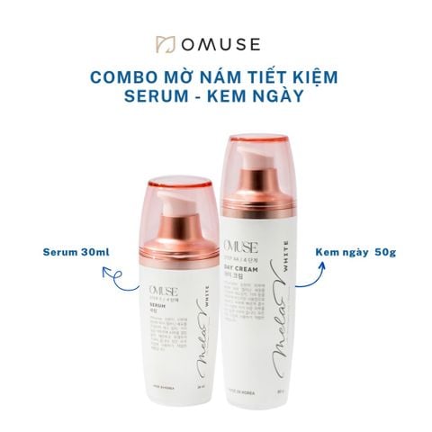Bộ đôi sản phẩm dưỡng ẩm mờ nám và tiết kiệm OMUSE MelaV White (Serum+Day Cream)