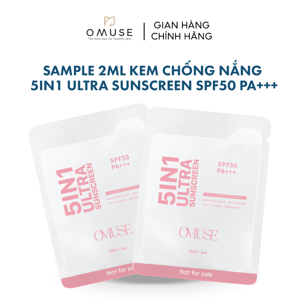 Gói 2ml Kem chống nắng dưỡng ẩm lành tính 5in1 cho da mặt OMUSE Ultra Sunscreen SPF50 PA