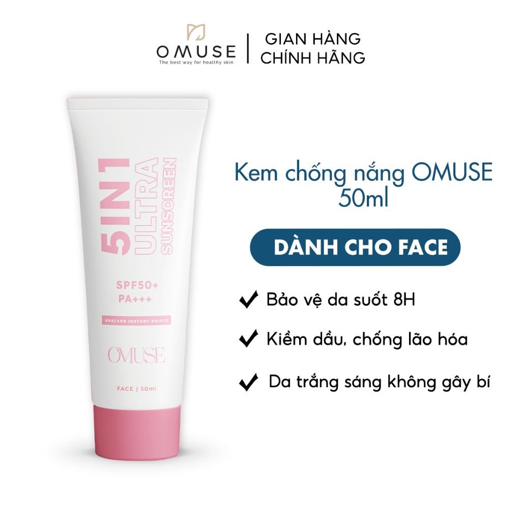[Gói 2ml] Kem chống nắng dưỡng ẩm lành tính 5in1 cho da mặt OMUSE Ultra Sunscreen SPF50 PA+++