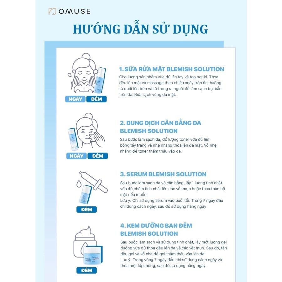 Serum giảm mụn chứa Bakuchiol cho da dầu mụn OMUSE Blemish Solution Acne Correcting Serum 30ml