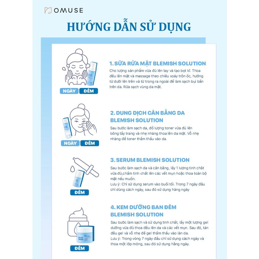 Sữa rửa mặt ngăn ngừa mụn kiềm dầu không khô da OMUSE Blemish Solution Clarifying Foam Cleanser 150ml dạng bọt tiện lợi
