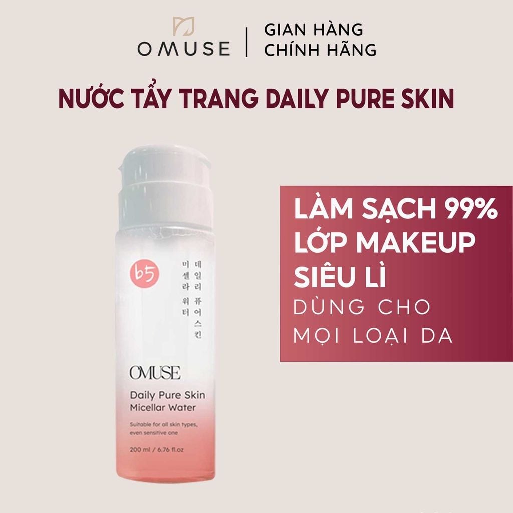 Nước tẩy trang làm sạch sâu dưỡng ẩm dịu nhẹ OMUSE Daily Pure Skin Micellar Water 200ml