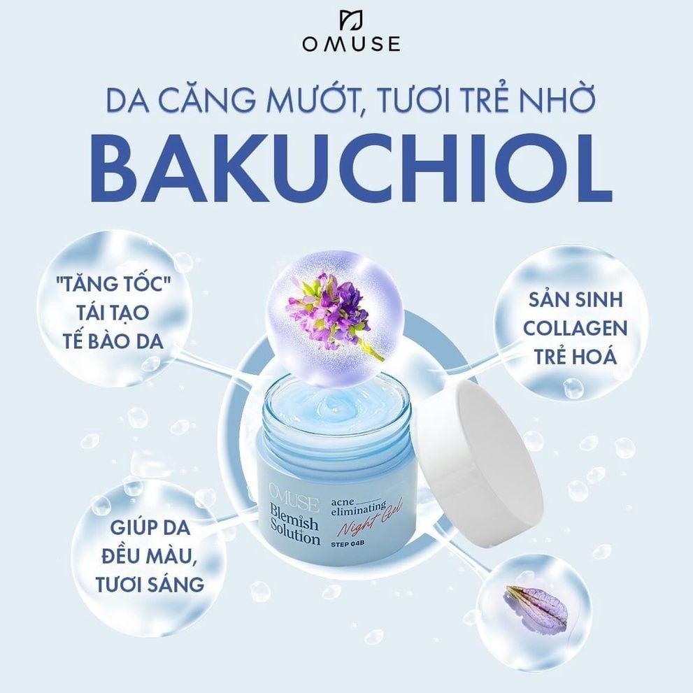 Kem dưỡng ẩm giảm mụn và cấp ẩm cho da dầu mụn OMUSE Blemish Solution Acne Eliminating Night Gel 50g