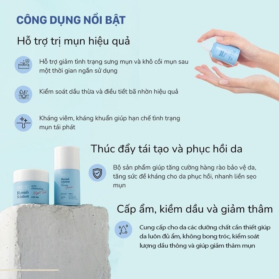 Serum giảm mụn chứa Bakuchiol cho da dầu mụn OMUSE Blemish Solution Acne Correcting Serum 30ml