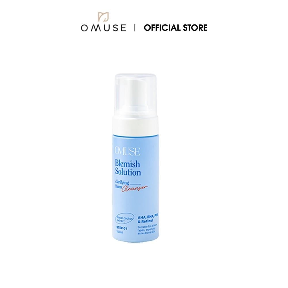 Sữa rửa mặt ngăn ngừa mụn kiềm dầu không khô da OMUSE Blemish Solution Clarifying Foam Cleanser 150ml dạng bọt tiện lợi