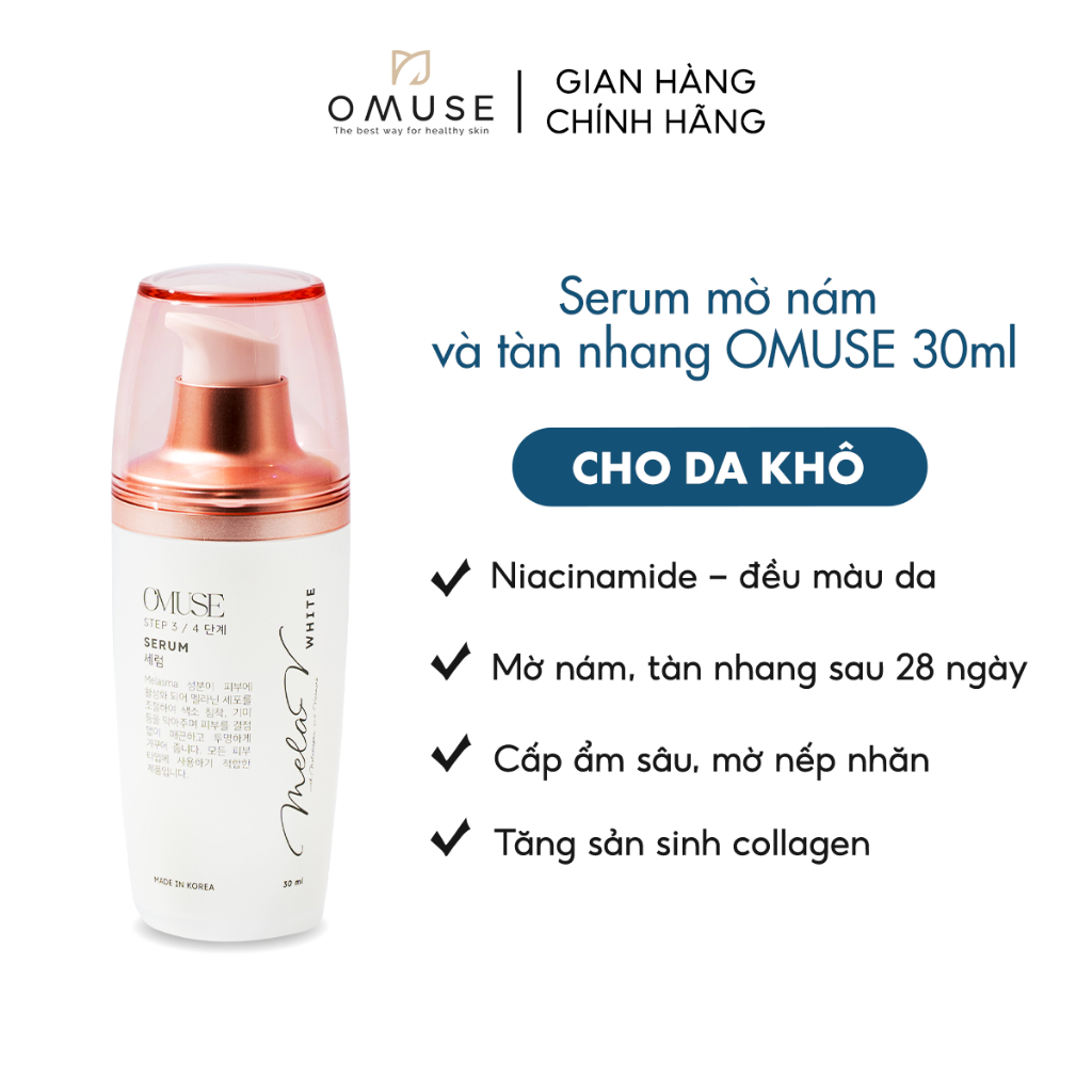 Tinh chất mờ nám và tàn nhang dưỡng trắng da OMUSE MelaV White Serum 30ml