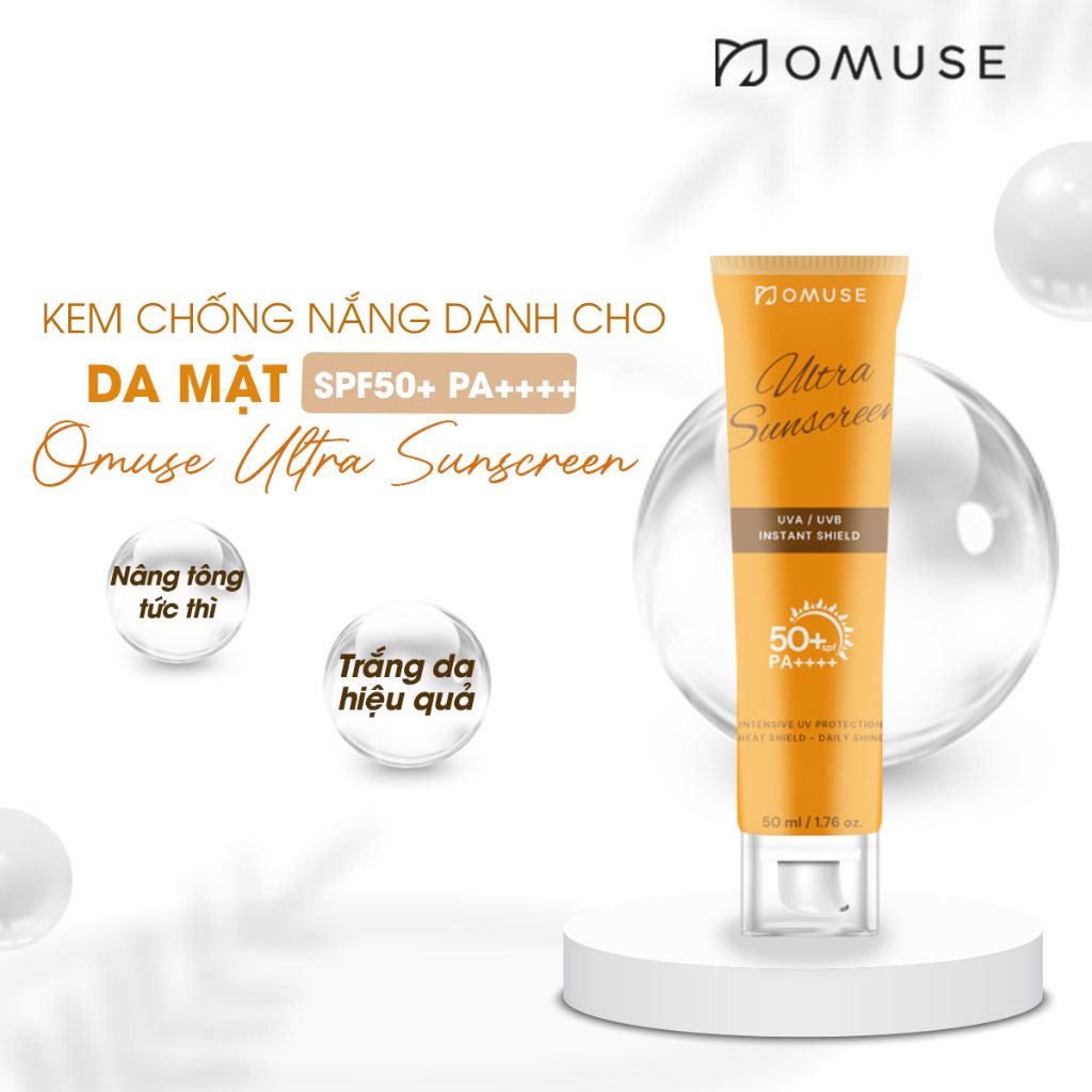 Kem chống nắng phổ rộng dưỡng sáng da kiềm dầu OMUSE Ultra Sunscreen SPF 50+ PA++++ 50ml