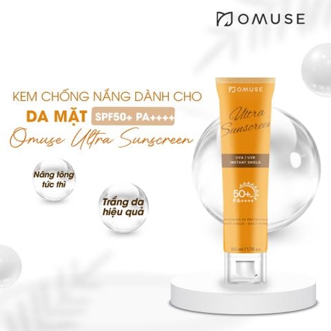 Kem chống nắng phổ rộng dưỡng sáng da kiềm dầu OMUSE Ultra Sunscreen SPF 50+ PA++++ 50ml