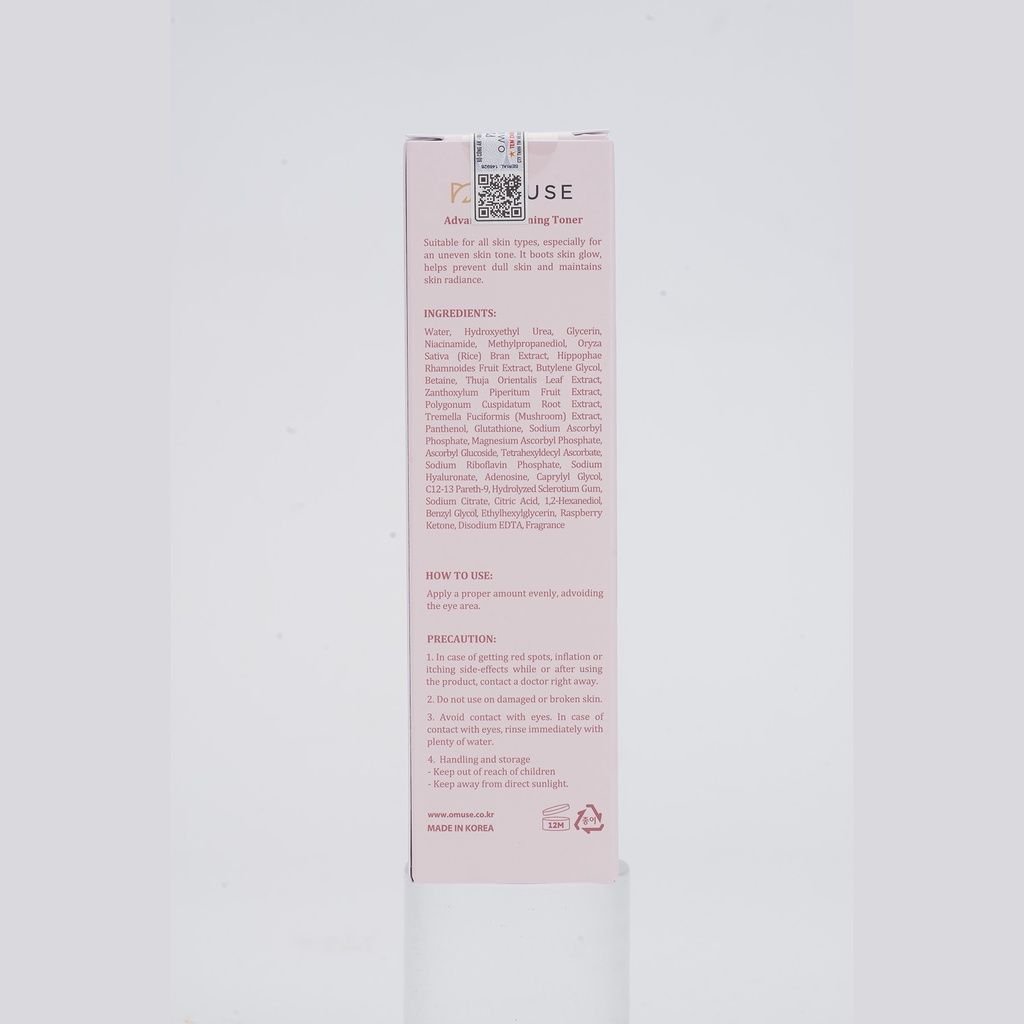 Nước hoa hồng dưỡng trắng và cân bằng độ ẩm da chiết xuất cám gạo OMUSE Advanced Whitening Toner 150ml