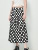 Chân váy chấm bi may nhún bèo màu đen