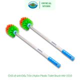  Cọ Bồn Cầu Chổi Chà Toilet Inox Đầu Tròn Ohiama Plastic Round Toilet Brush HM-1510, Bàn Chải Vệ Sinh 
