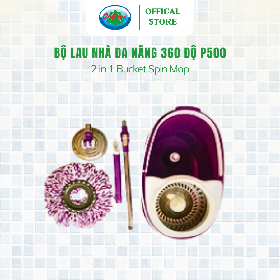  Bộ Lau Nhà Đa Năng Xoay Tay 360 Độ Ohiama Bucket Spin Mop P500 | Dụng cụ Vệ sinh, Chăm sóc Nhà cửa 