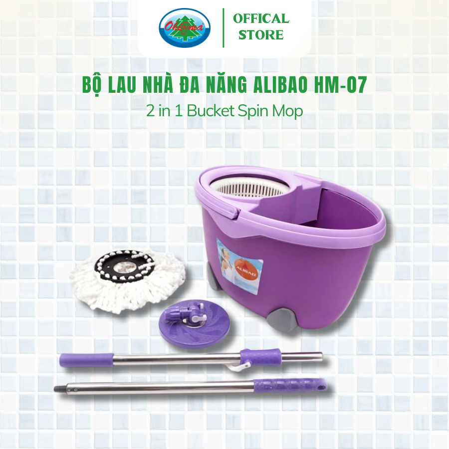  Bộ Lau Nhà Đa Năng Xoay Tay 360 Độ Alibao Bucket Spin Mop HM 07 