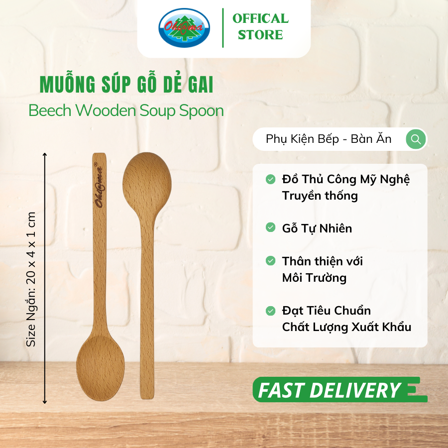  Muỗng Súp Gỗ Dẻ Gai Ohi@ma Beech Wooden Soup Spoon 
