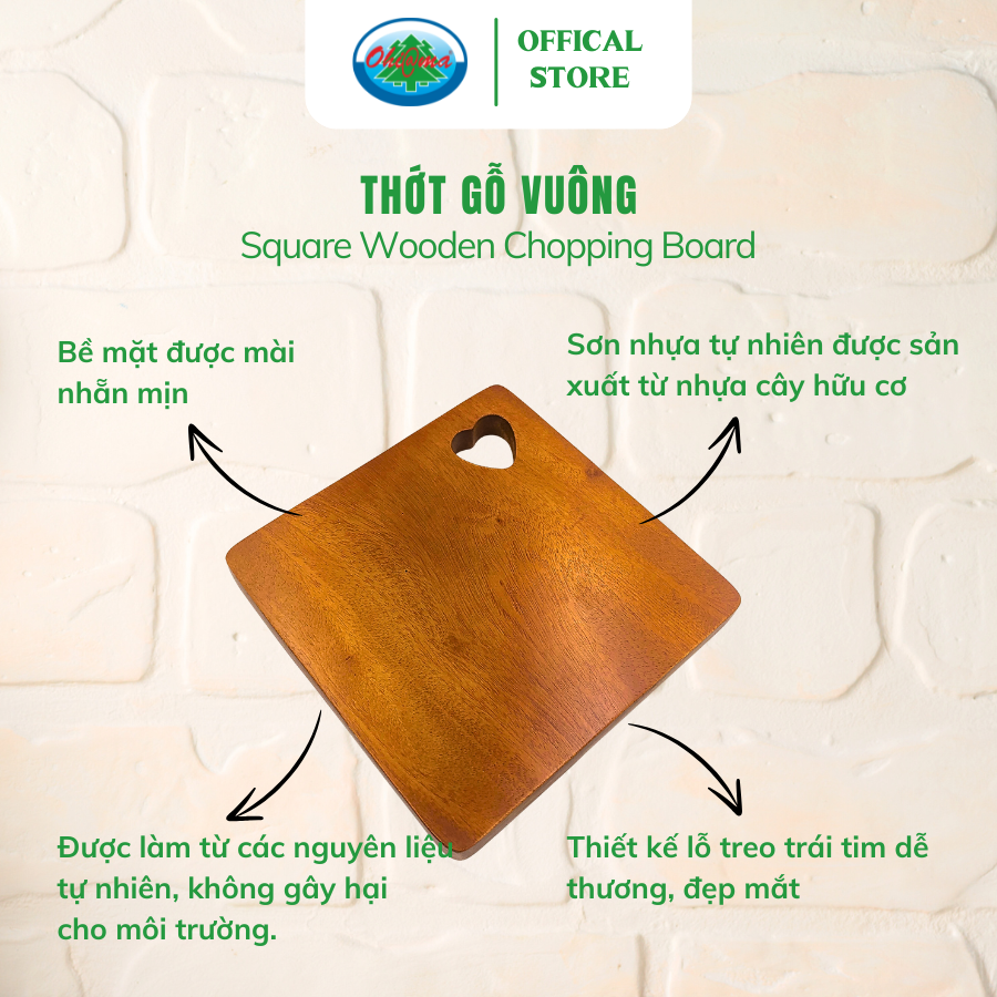  Thớt Gỗ Vuông Nhiều Size Ohiama Square Wooden Chopping Board | Đồ Dùng Nhà Bếp, Đồ Thủ Công VNXK 