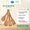 Combo 1 Sạn, 2 Vá, 1 Sạn Rãnh Gỗ Dừa Ohiama Set 4 Turner Bộ Dụng Cụ Nhà Bếp Nấu Ăn Đồ Thủ Công VNXK