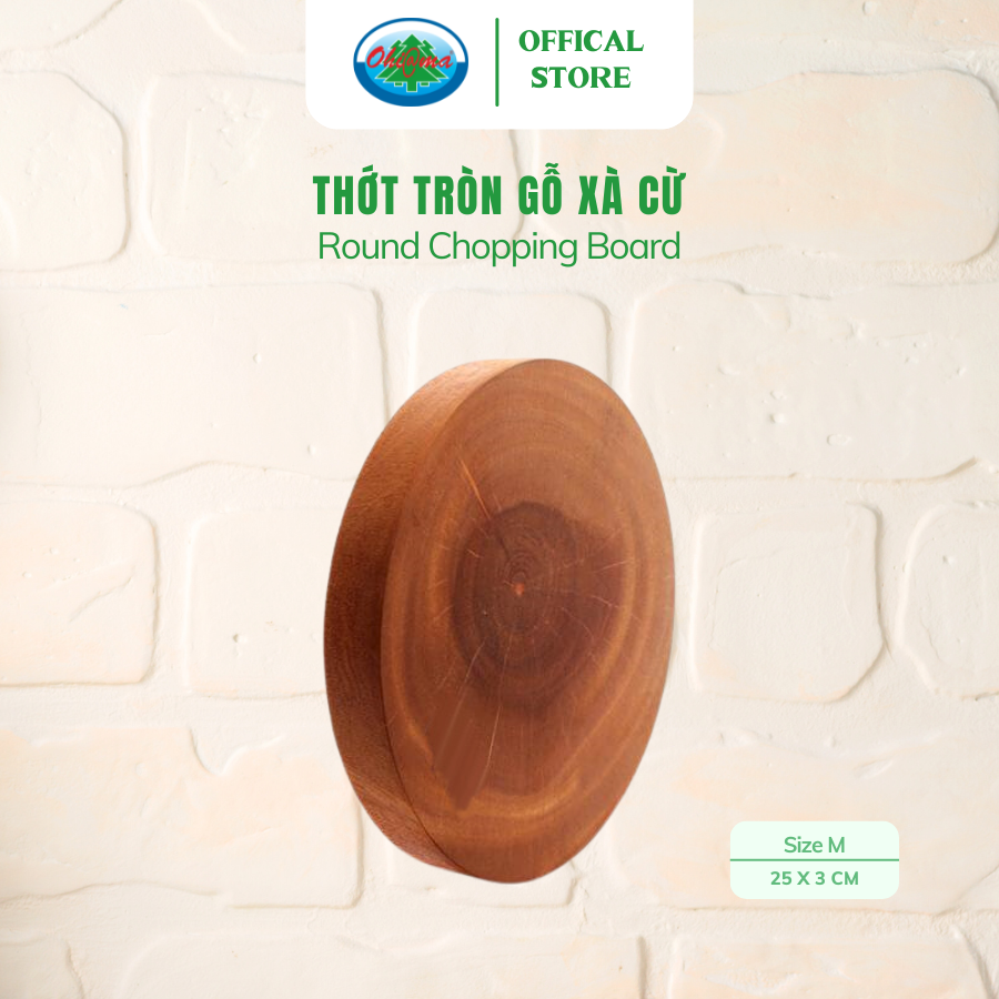  Thớt Tròn Gỗ Xà Cừ Tự Nhiên Ohi@ma Round Chopping Board 