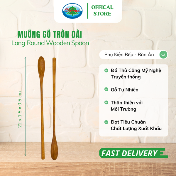 Muỗng tròn gỗ dài Ohiama Long Round Wooden Spoon | Dụng Cụ Bếp, Bàn Ăn ...