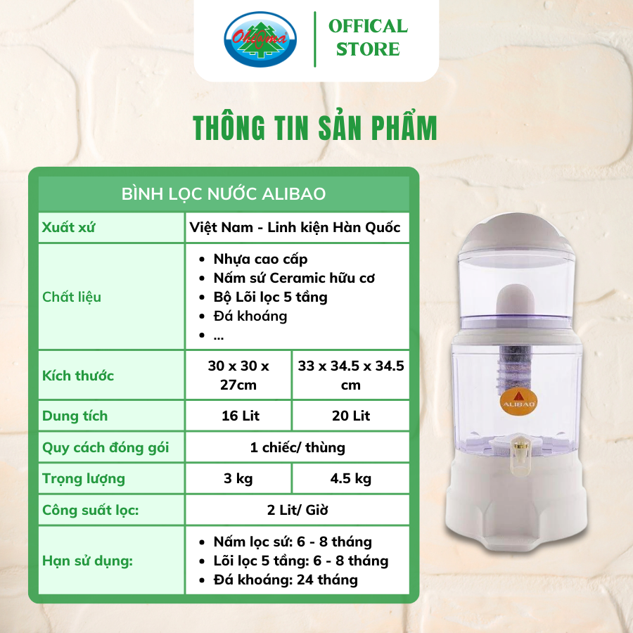  Bình Lọc Nước Uống Alibao Mineral Water Purifier 15 Lit/ 20 Lit 