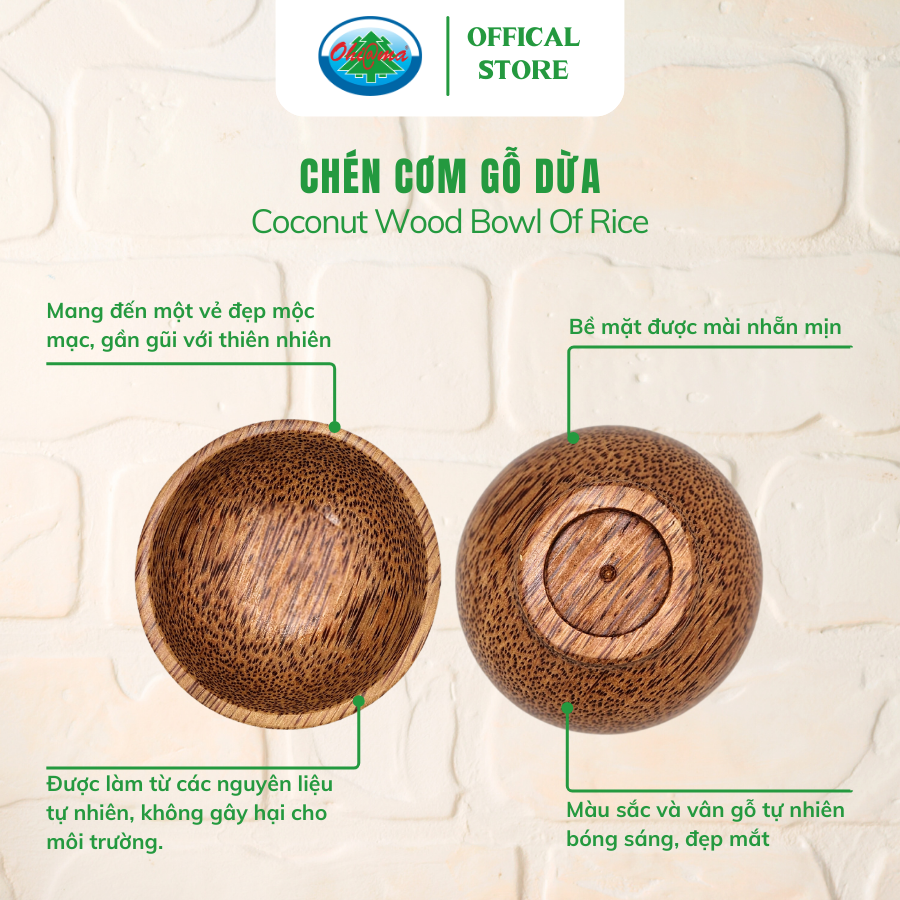  Chén Cơm Gỗ Dừa Ohi@ma Coconut Wood Bowl Of Rice 