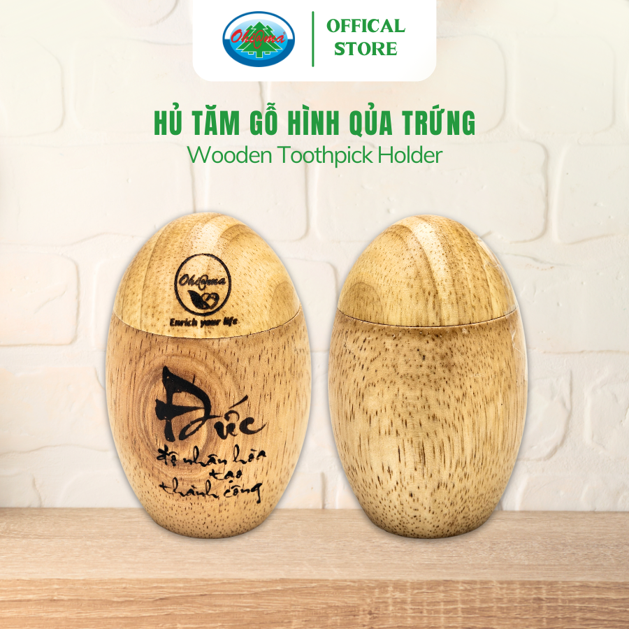  Hủ Tăm Gỗ Hình Quả Trứng Ohiama Wooden Toothpick Holder - Đồ Dùng Bàn Ăn, Trang Trí, Đồ Mỹ Nghệ VNXK 