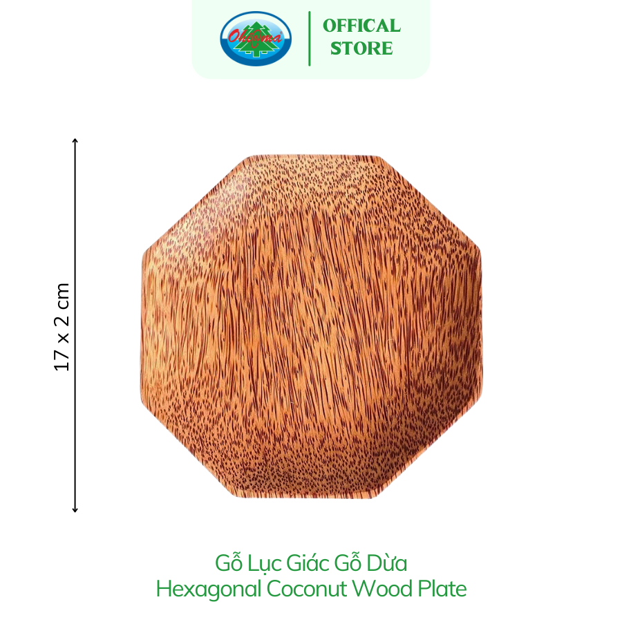  Dĩa Lục Giác Gỗ Dừa Ohiama Hexagonal Coconut Wood Plate-Dụng Cụ Bàn Ăn, Trang Trí, Đồ Thủ Công VNXK 