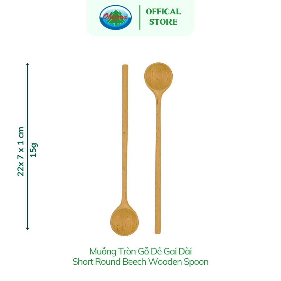  Muỗng Tròn Gỗ Dẻ Gai Dài Ohiama Long Round Beech Wooden Spoon | Dụng Cụ Bếp Bàn Ăn, Trang Trí, Đồ Thủ Công VNXK 