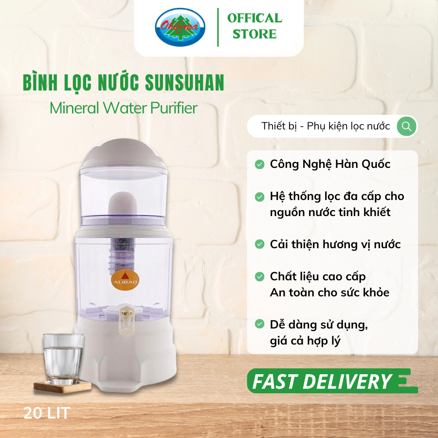  Bình Lọc Nước Uống Alibao Mineral Water Purifier 15 Lit/ 20 Lit 