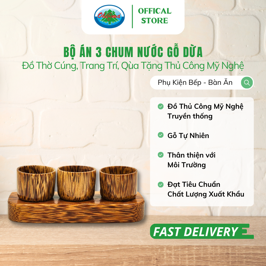  Bộ Án 3 Chum Nước Gỗ Dừa Ohi@ma 