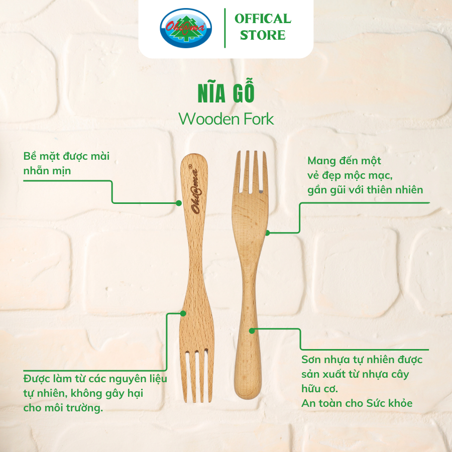  Nĩa Gỗ Ohi@ma Wooden Fork Kitchen Utensils 