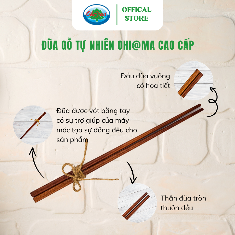  Bộ 10 Đôi Đũa Gỗ Kiểu Nhật Cao Cấp Ohi@ma Japanese Chopsticks 2118 