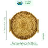  Khay Tròn Mây Tay Cầm Gỗ Ohiama Round Rattan Tray with Wooden Handles - Đựng Đồ Ăn, Trang trí VNXK 