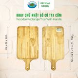  Khay Chữ Nhật Gỗ Có Tay Cầm Ohiama Wooden Rectangle Tray With Handle | Dĩa Đựng Pizza Trang Trí, Tết 