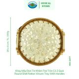  Khay Tròn Mây Đan Tre Khảm Trai Có Tay Cầm Ohiama Round Shell Rattan Woven Tray With Handles, Đồ Thủ Công VNXK 