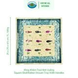  Khay Khảm Trai Hình Vuông Ohiama Square Shell Rattan Woven Tray With Handless, Đựng Đồ Ăn Trang trí 