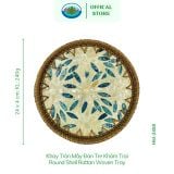  Khay Tròn Mây Đan Tre Khảm Trai Ohiama Round Shell Rattan Woven Tray Đựng Hoa Quả Đồ Ăn, Trang Trí 