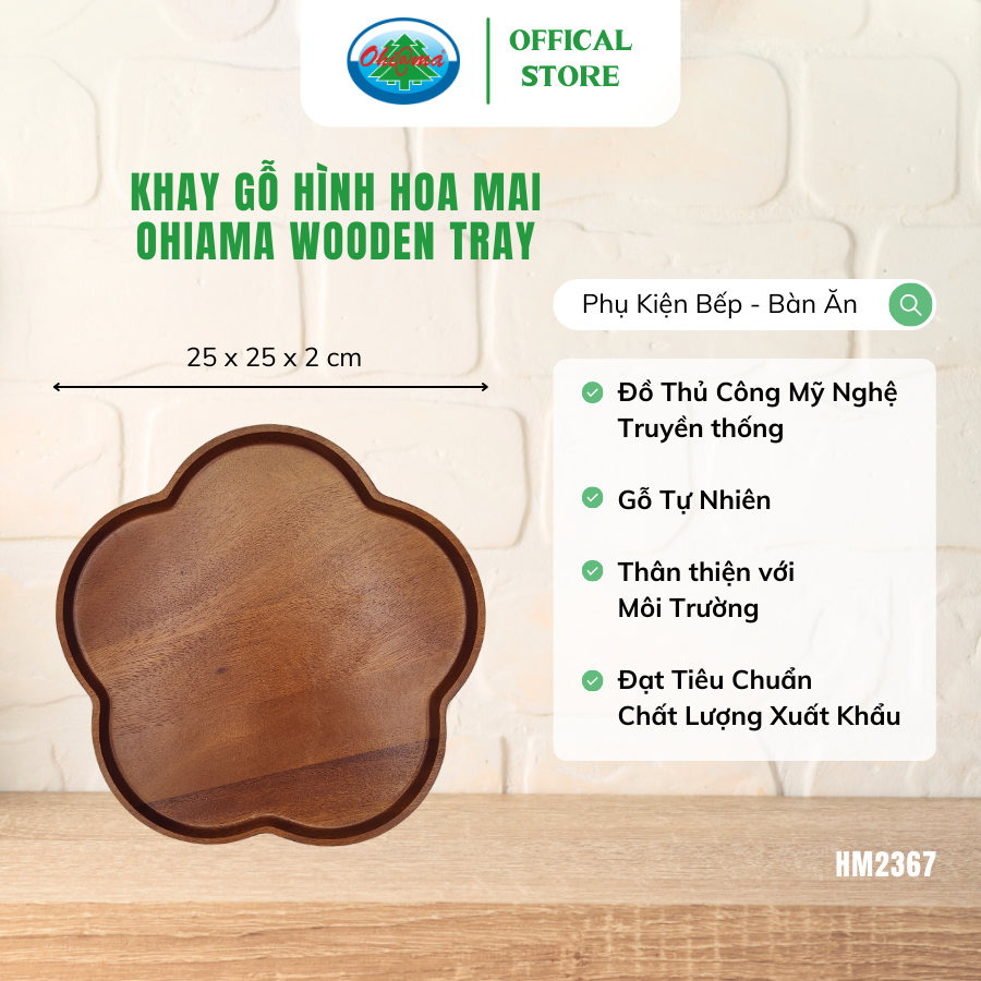  Khay gỗ hình hoa mai Ohi@ma Wooden Tray HM-2367 