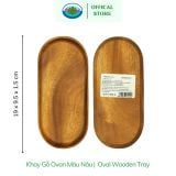  Khay Gỗ Ovan Màu Nâu Ohiama Oval Wooden Tray 19 x 9.5 x 1.5 cm 