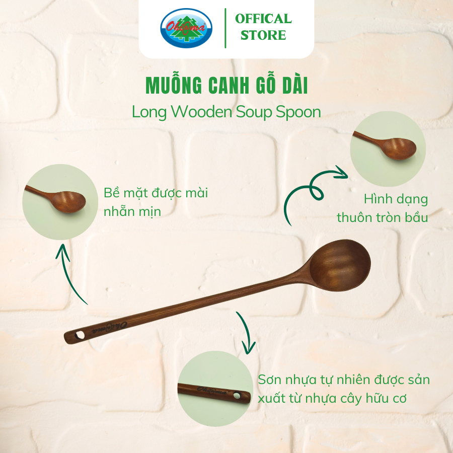  Muỗng Gỗ Canh Dài Ohiama Long Wooden Soup Spoon | Dụng Cụ Nhà Bếp, Bàn Ăn, Đồ Thủ Công VNXK 