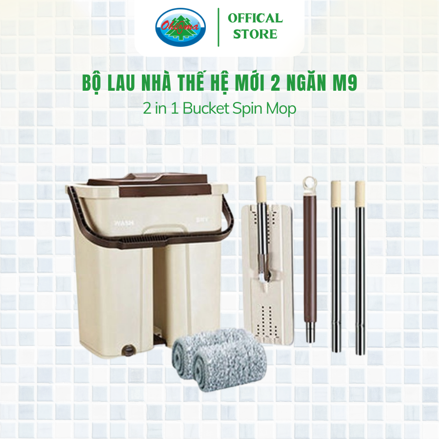 Bộ Lau Nhà Thế Hệ Mới 2 Ngăn Tự Vắt Ohi@ma Bucket Spin Mop M9 