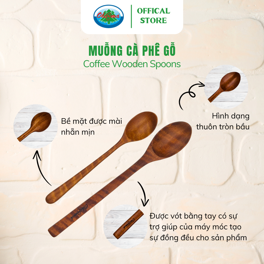  Muỗng Cà phê Gỗ Ohi@ma Coffee Wooden Spoon 