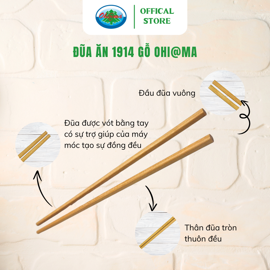  Bộ 10 Đôi Đũa Ăn Gỗ Ohi@ma Wooden Chopsticks 1914 
