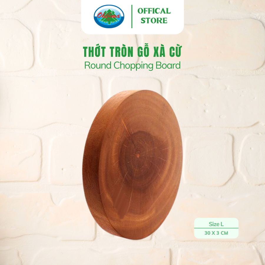  Thớt Tròn Gỗ Xà Cừ Tự Nhiên Ohi@ma Round Chopping Board 