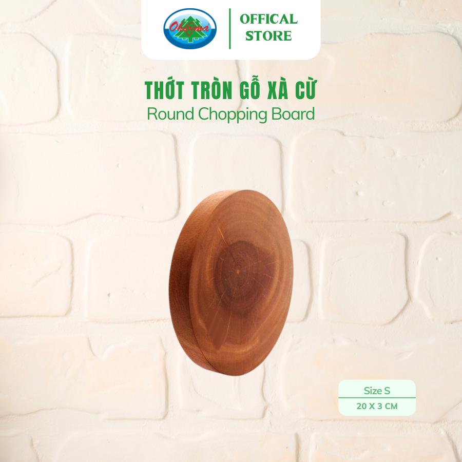  Thớt Tròn Gỗ Xà Cừ Tự Nhiên Ohi@ma Round Chopping Board 