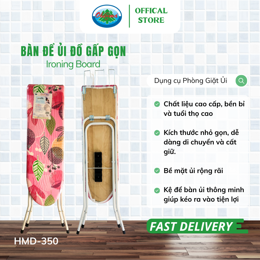  Bàn Để Ủi Đồ Gấp Gọn Ohiama Ironing Board HMD350, Cầu Là Quần Áo 