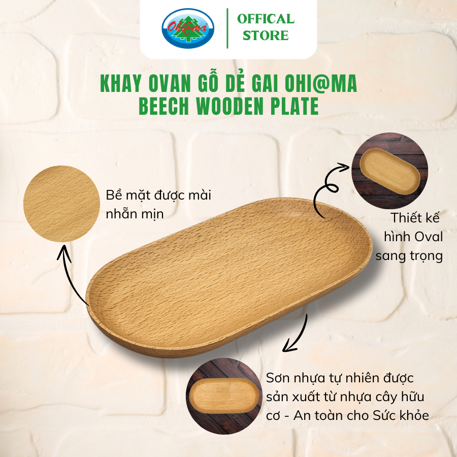  Khay Ovan Gỗ Dẻ Gai Ohi@ma Beech Wooden Plate 