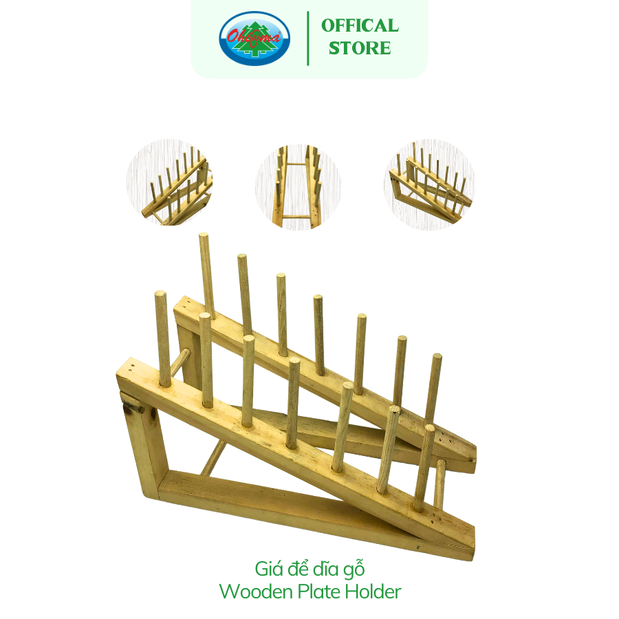  Kệ Để Nắp Nồi Ohiama Wooden Pot Lid Holder| Dụng Cụ Nhà Bếp, Bền Bỉ, Tiết Kiệm Không Gian, VNXK 