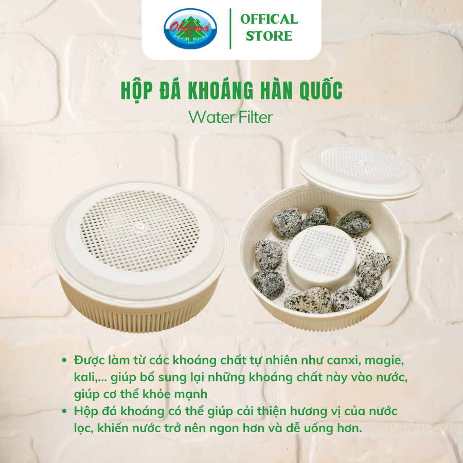  Hộp Đá Khoáng Ohiama Water Filter Hàn Quốc - Phụ Kiện, Linh Kiện Thay Thế Bình Lọc Nước Chính Hãng 